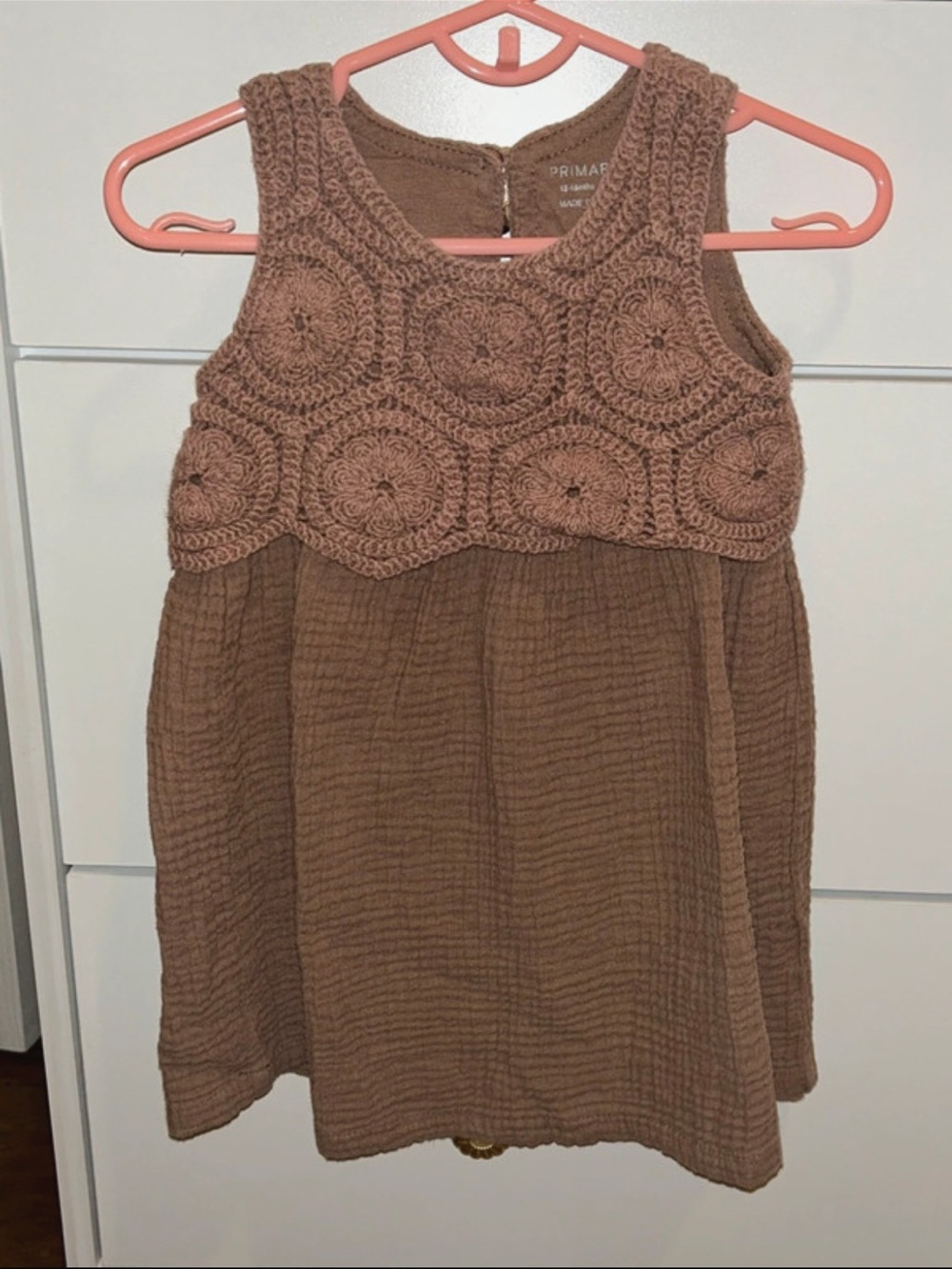 Primark Taupe Crochet Bodice Girls Dress